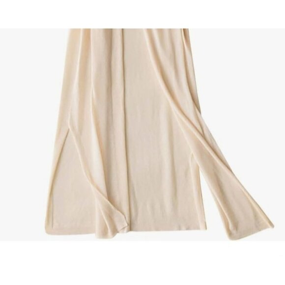 Studio I Women's Cardigan Duster Longline Sheer Cream With Beaded Sleeve - Picture 7 of 11